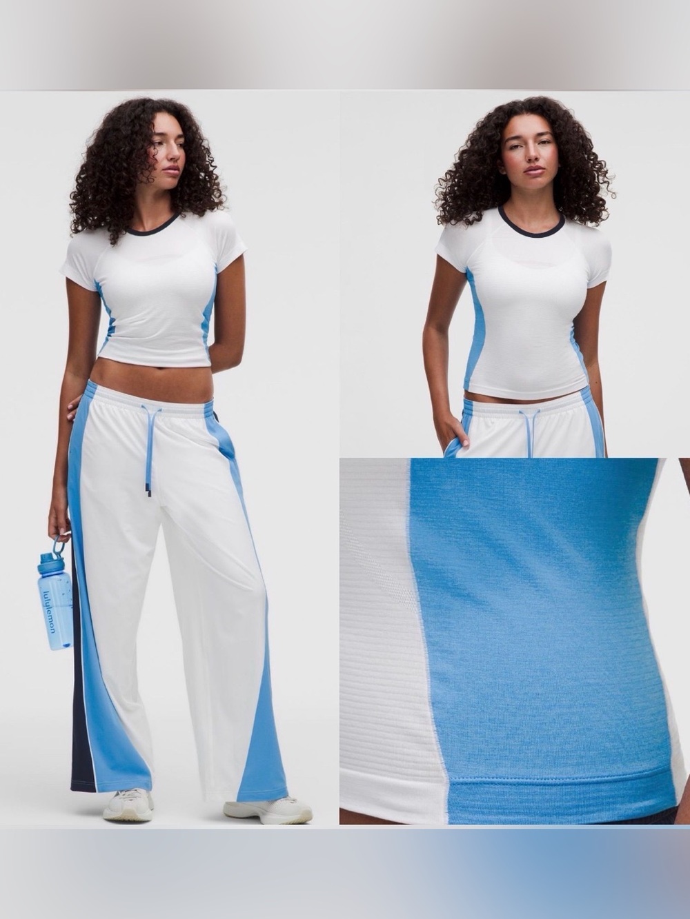 Lululemon NWT White/Ocean Wave/ True Navy Swiftly Tech Short Sleeve Shirt